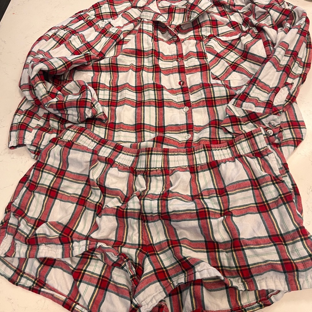 Auden Red and White Plaid Kids Pajama Set